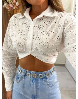 Camisa Branca Laise Com Aplicações Sol - 35614 - Closet