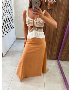 Vestido Longo Camel Maju - 26262652 - Closet