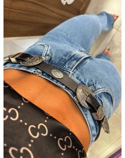 Cinto Couro Preto Fivela Dupla - 54844 - Closet