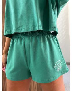 Short Feminino Moletinho Verde Bordado Colcci Spor... - Closet