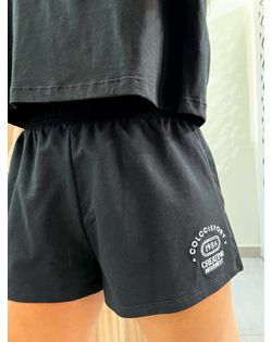 Short Feminino Moletinho Preto Bordado Colcci Spor... - Closet