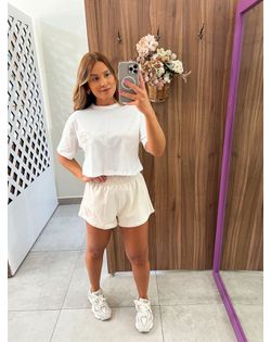 Camiseta Encurtada Feminina Loose Fit Off Colcci S... - Closet