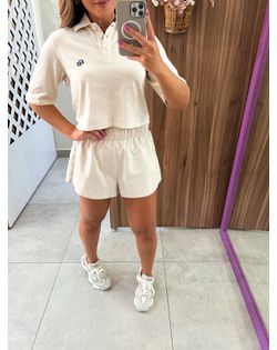 Camisa Polo Curta Comfort Creme Colcci Sport - 526... - Closet