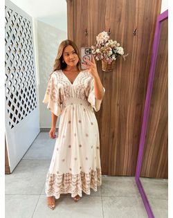 Vestido Longo Ana Bege - 5874123 - Closet