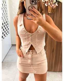 Colete Cropped Buena Vista Bege Alcance - 25896 - Closet