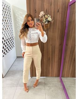 Calça Alfaiataria Sofia Bege - 742136 - Closet