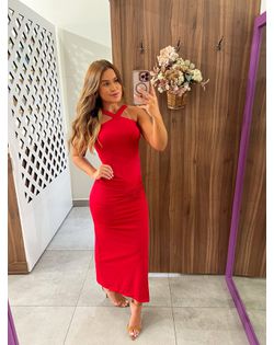 Vestido Midi Vermelho Jade - 745823 - Closet