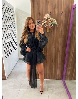 Vestido Cetim Preto Louise - 974512 - Closet