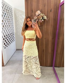 Conjunto Renda Guipir Amarelo Candy Flora - 51626... - Closet