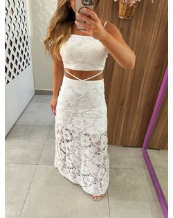 Conjunto Renda Guipir Branco Flora - 32616926 - Closet