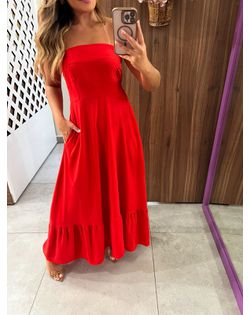 Vestido Sem Mangas Vermelho Paola - 656494 - Closet