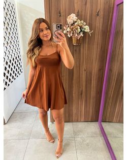 Vestido Comfort Curto De Alças Marrom Colcci Sport... - Closet