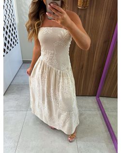 Vestido Longo Texturizado Floral Lurex - 65265296 - Closet