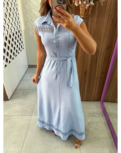 Vestido Midi Chemise Azul Margarida - 75284 - Closet