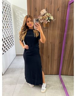 Vestido Longo Comfort Preto Colcci - 5215651 - Closet
