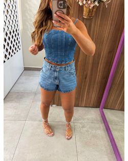 Short Mini Lune Jeans Escuro Alcance - 95265269 - Closet