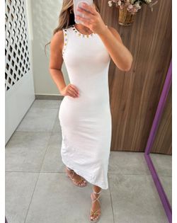 Vestido Midi Canelado Off Ludy - 5165285 - Closet