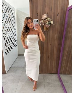 Vestido Midi Off Sem Alças Cloe - 3662632 - Closet