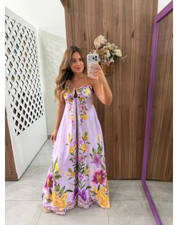 Vestido Estampado Lilás Ana - 969597 - Closet