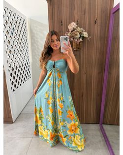 Vestido Estampado Azul Ana - 852695 - Closet