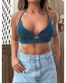 Top Crochê Azul Marinho Carine - 26262629 - Closet