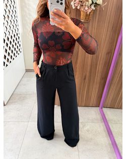 Calça Wide Leg Alfaiataria Camila Preta - 65926 - Closet