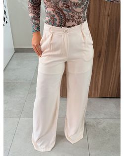 Calça Wide Leg Alfaiataria Camila Creme - 636626 - Closet