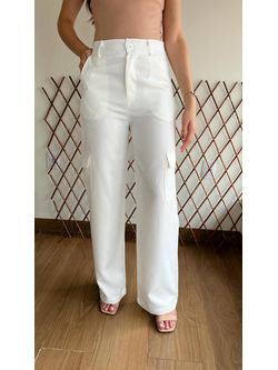 Calça Wide Leg Alfaiataria Branco 