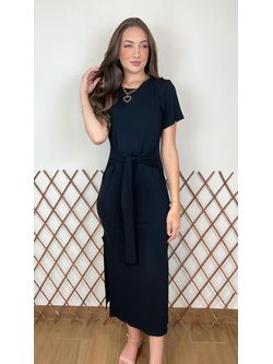 Vestido Midi Malha Nózinho Preto 