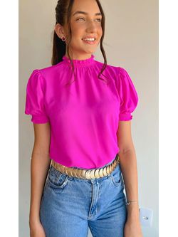 Blusa Gola Lastex Pink - LOJA ANDRESSA FREITAS