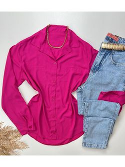 Camisa Viscose Bolsos Pink - LOJA ANDRESSA FREITAS