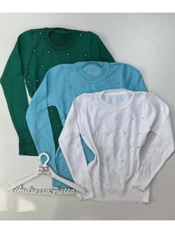 Tricot Manga Longa Perolas Branca - LOJA ANDRESSA FREITAS