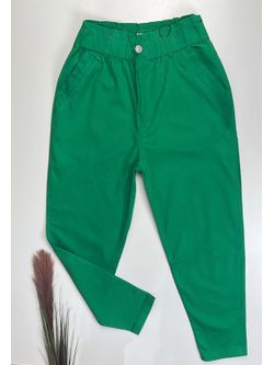 Calça Mom Sarja com Elastano Verde Bandeira - LOJA ANDRESSA FREITAS