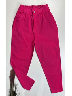 Calça Mom Sarja com Elastano Pink - LOJA ANDRESSA FREITAS
