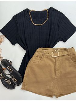 Blusa Canelada Preta 