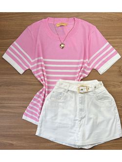 Blusa Com Detalhes em Listras 