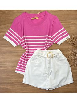 Blusa Com Detalhes em Listras 
