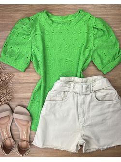 Blusa Malha Laise Verde Pistache 