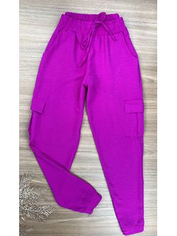 Calça Jogger Cargo Crepe Duna Rosa Pink - LOJA ANDRESSA FREITAS