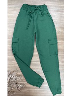 Calça Jogger Cargo Crepe Duna Verde Escura - LOJA ANDRESSA FREITAS