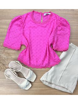 Blusa Laise Manga Princesa Pink