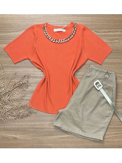Blusa Modal Corrente Laranja - LOJA ANDRESSA FREITAS