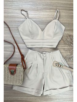 Conjunto Alfaiataria bege - LOJA ANDRESSA FREITAS