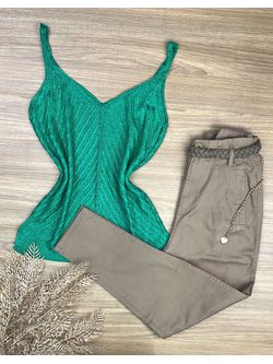 Blusa Tricô Alça Verde - LOJA ANDRESSA FREITAS