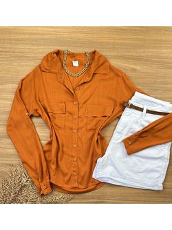 Camisa Viscolinho Terra Cota - LOJA ANDRESSA FREITAS