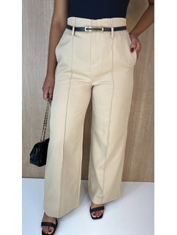 Calça Wide Alfaiataria Bege