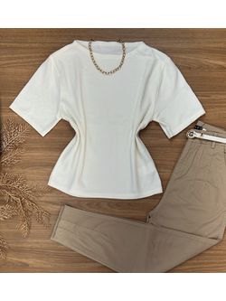 Blusa Modal Manga Curta Branca