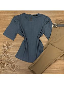 Blusa Viscolinho Cinza - LOJA ANDRESSA FREITAS