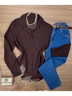 Camisa Viscose Marrom - LOJA ANDRESSA FREITAS
