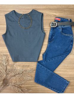 Blusa Cavada Linho Cinza